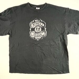 Street Dogs Black Graphic Short Sleeve Tee with Crew Neck Punk XL vintage